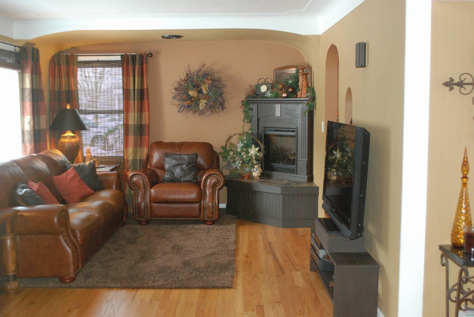 living room with electric fireplace