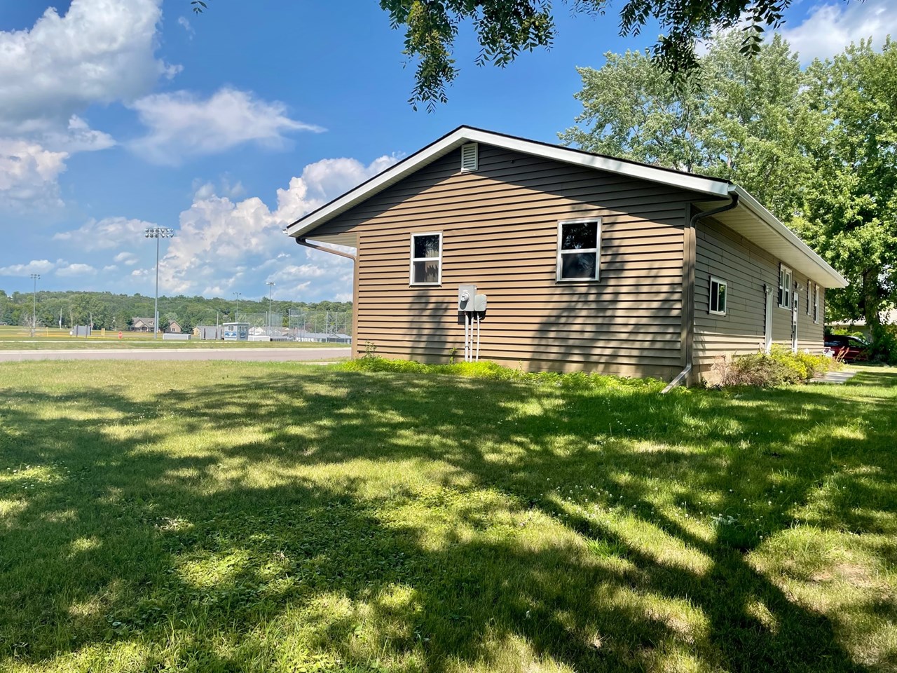 side yard and backside of home