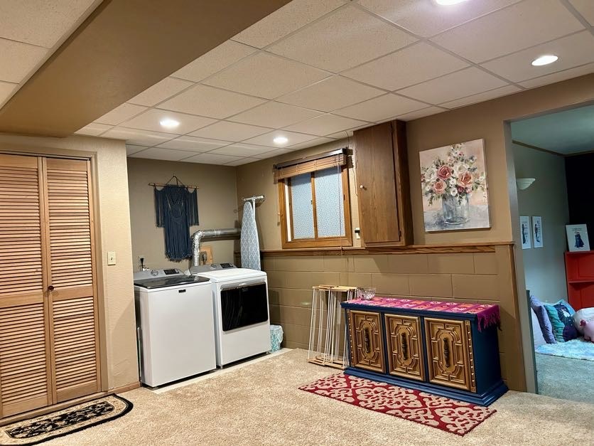 laundry area in basement