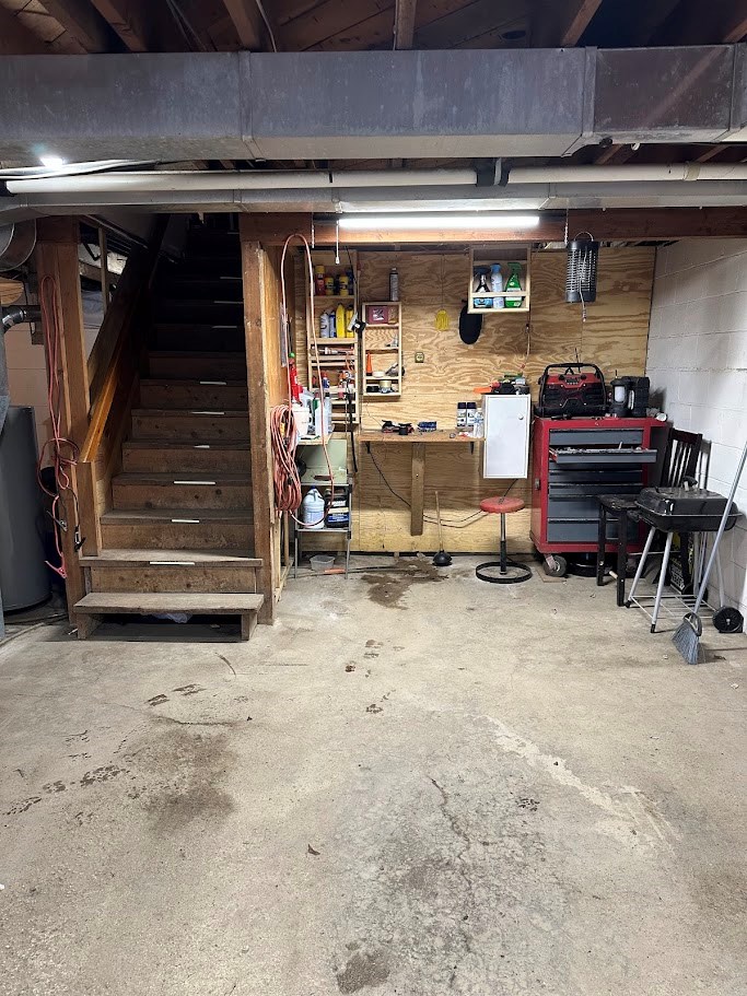 garage with staircase