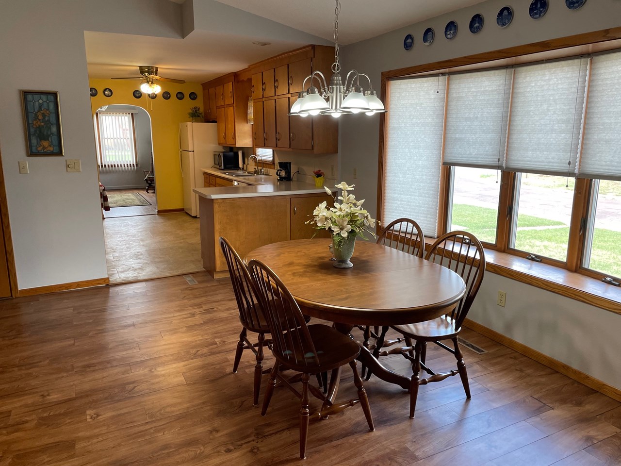 dining area open to family room with access to attached double garage