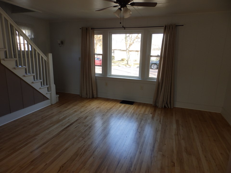 living room with all refinished wood floors