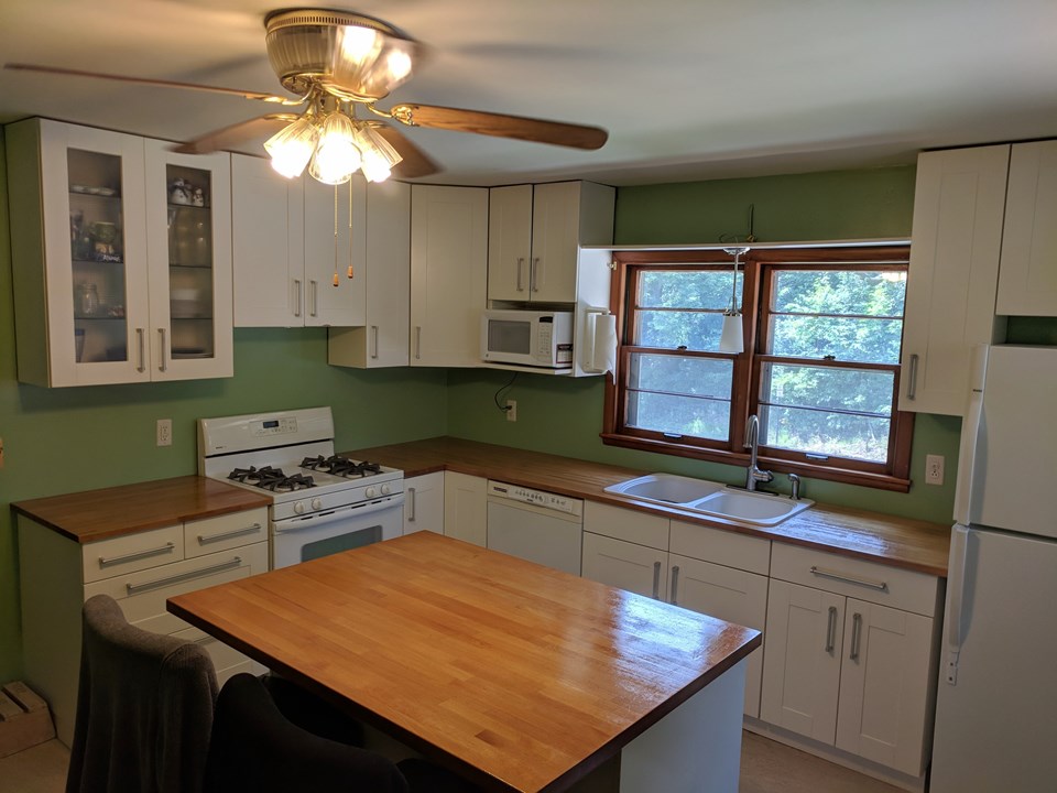 kitchen area with island