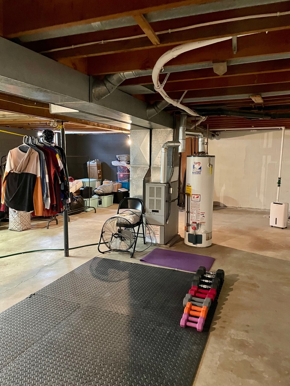 basement is unfinished with lots of potential