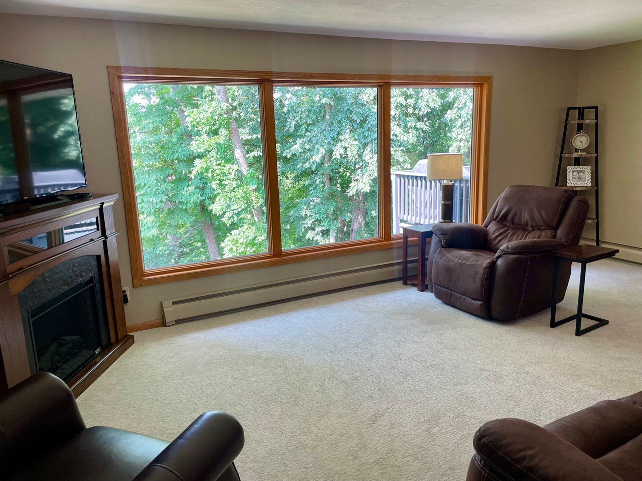 living room with a great view of backyard