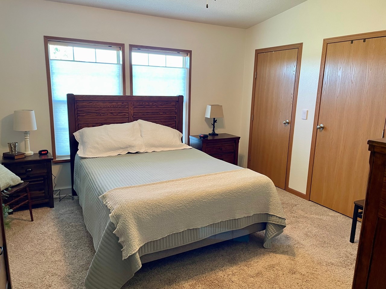 main suite with double door closets