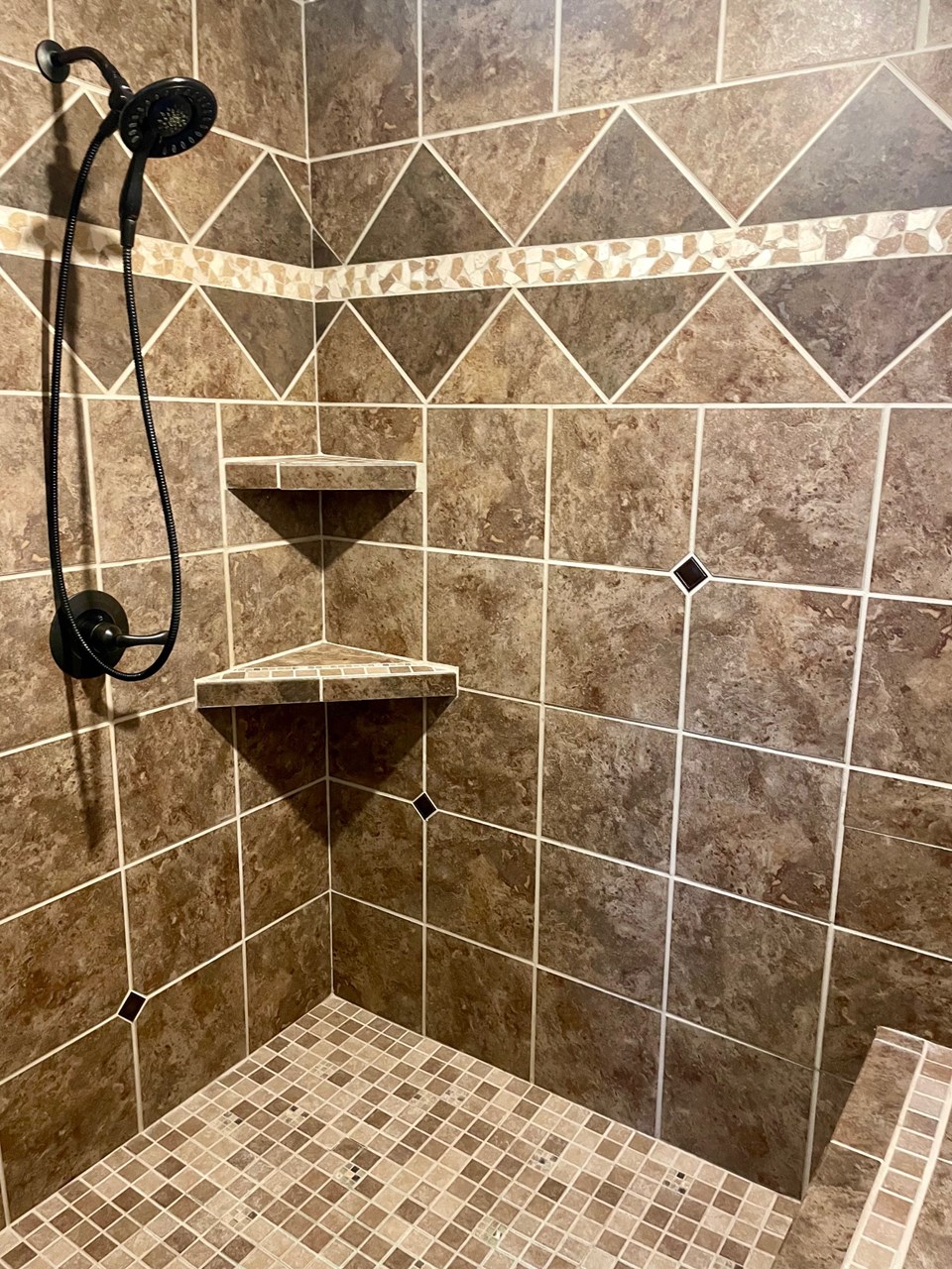 walk-in tiled shower