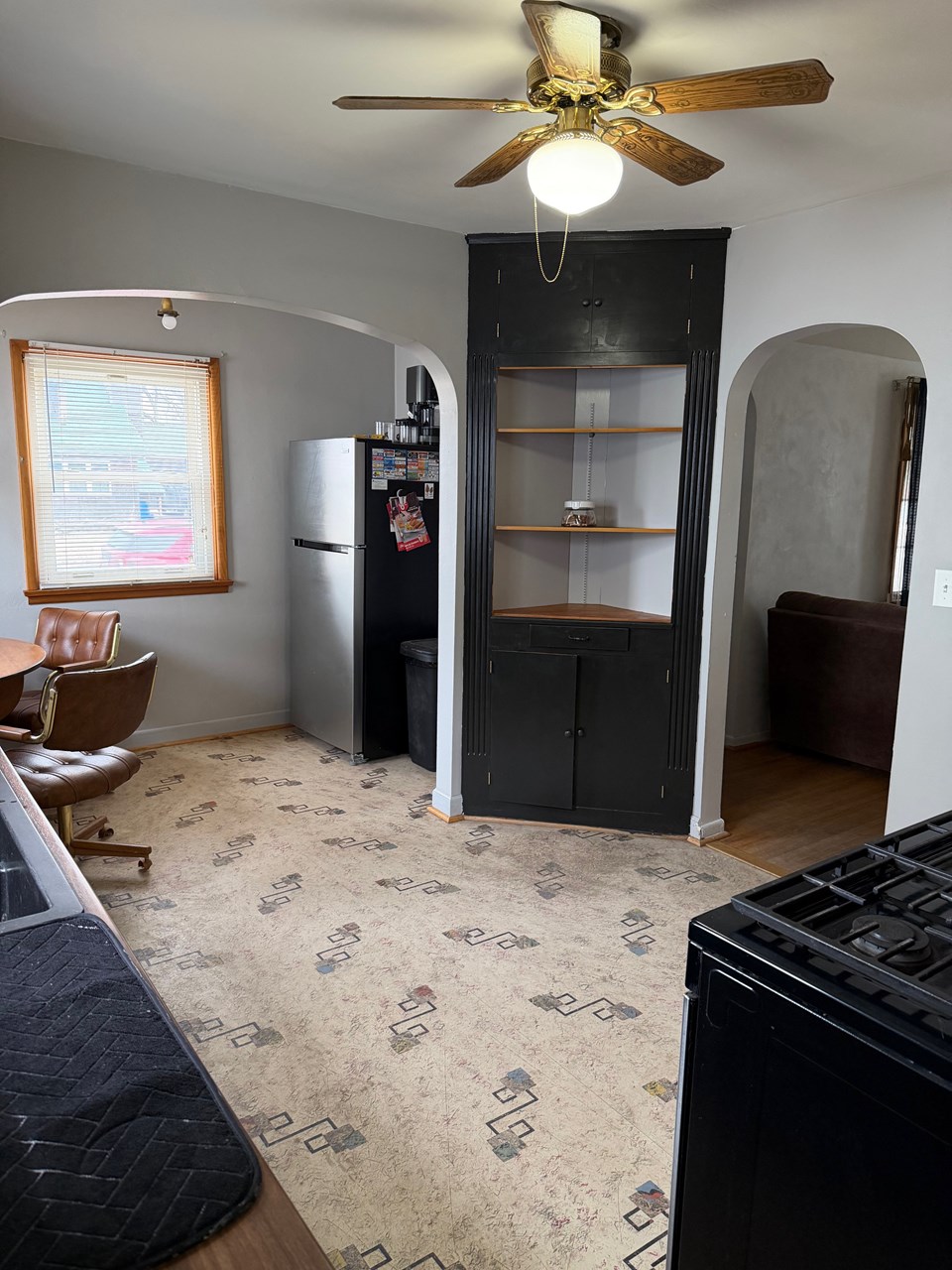 kitchen and dining area looking into living room