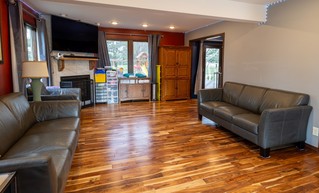 living room with kozy heat fireplace